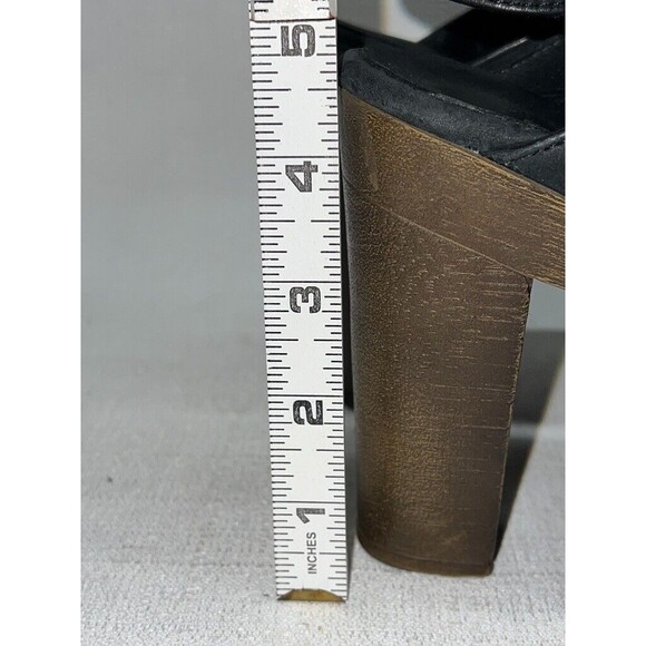 Black Leather Slingback Chunky Platform Mules Clogs Sz. 38/7 - Picture 8 of 8